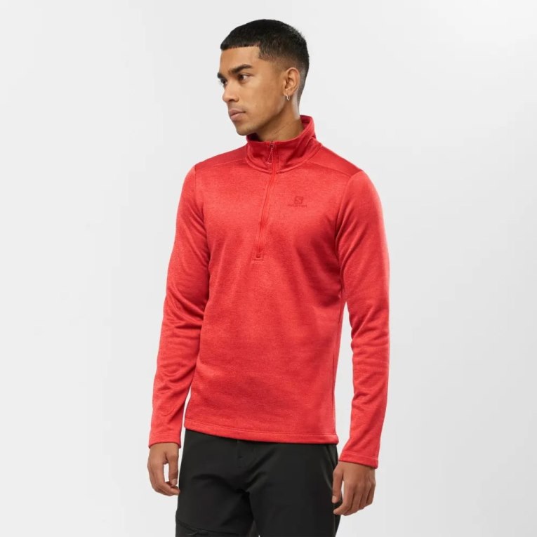 Salomon Essential Lightwarm Seamless Half Zip Mikiny Panske Červené | SK 3BXWGK